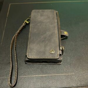 Leather Case with ID & Credit Card Slots Holder Case for iPhone-15 (Coffee)